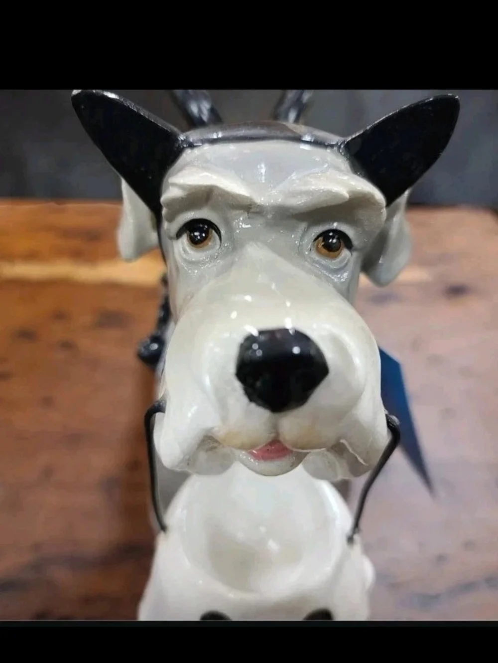 Bat Schnauzer Dog w/ Ghost Bucket in Halloween Costume Figure Statue Decor New